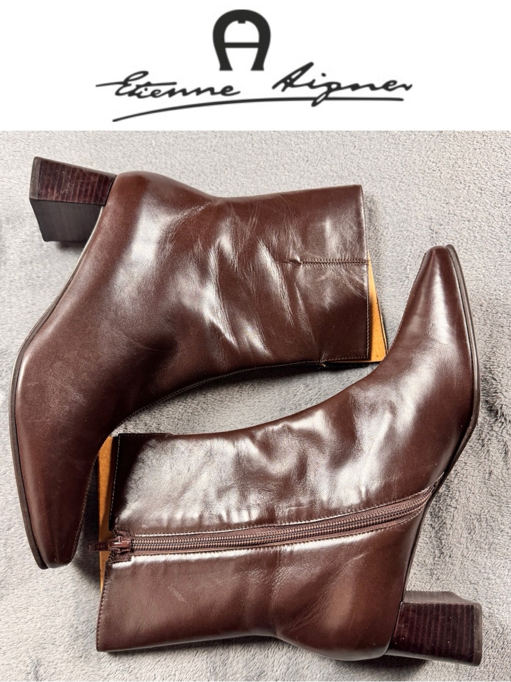 Etienne Aigner Passaic Brown Leather Heeled Boots